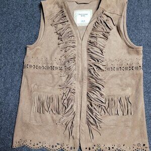 Abercrombie Kids Girl's Brown Western Cowboy Fringe Vest Sz 13/14